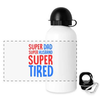 Super Dad Super Husband Super Tired - Burnt Out - Panoramic Thermal Bottle with Lid 500 ml - white - Front