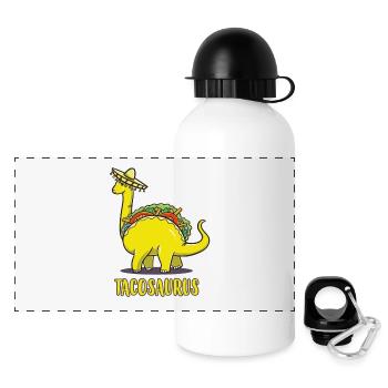 Taco Dino funny gift dinosaur - Panoramic Thermal Bottle with Lid 500 ml - white - Front