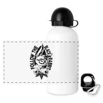 Suivez le lapin noir - Gourde panoramique avec couvercle 500 ml - blanc - Devant
