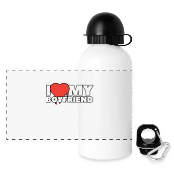 i love my boyfriend - Gourde panoramique avec couvercle 500 ml - blanc - Devant