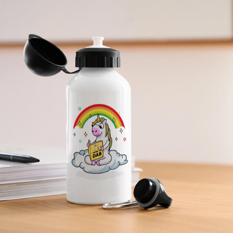 Learning Dabbing Unicorn Dab Dance Einhorn Dab Panorama Trinkflasche mit Deckel 500 ml