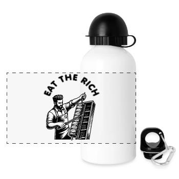 Eat the rich - Panorama Trinkflasche mit Deckel 500 ml - Weiß - Vorne
