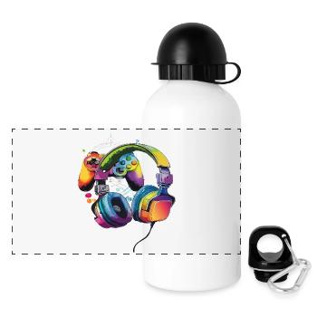 Gamer - Casques et manettes - Gourde panoramique avec couvercle 500 ml - blanc - Devant