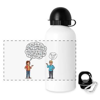 Langue des signes : malentendus inclus ! - Gourde panoramique avec couvercle 500 ml - blanc - Devant