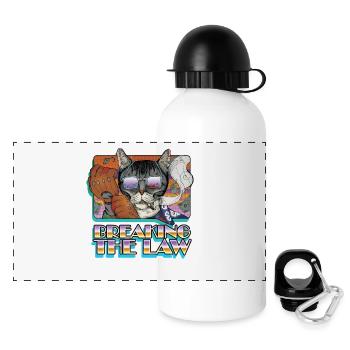 Chat de la criminalité dans Shades - Freinage la loi - Gourde panoramique avec couvercle 500 ml - blanc - Devant