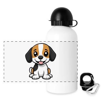 Beagle Hund Niedlich - Panorama Trinkflasche mit Deckel 500 ml - Weiß - Vorne