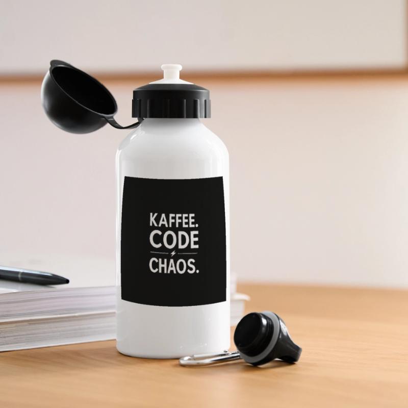 Coffee, Code, Chaos Panoramic Thermal Bottle with Lid 500 ml