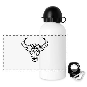 Sternzeichen Stier - Panorama Trinkflasche mit Deckel 500 ml - Weiß - Vorne