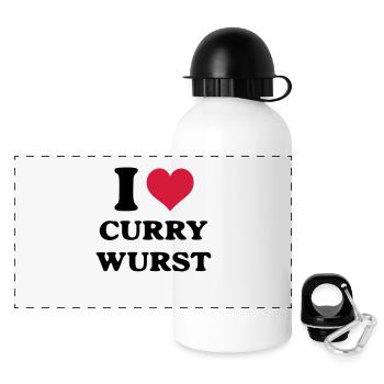 Currywurst i love - Panorama Trinkflasche mit Deckel 500 ml - Weiß - Vorne