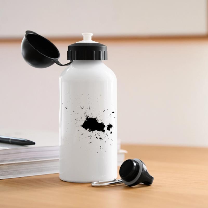 Splash Spritzer Fleck Schmutz Klecks Schwarz Farbe Panorama Trinkflasche mit Deckel 500 ml