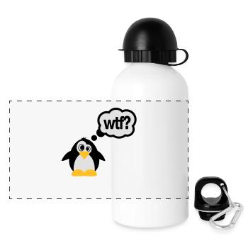 pinguin_wtf_f3 - Panoramic Thermal Bottle with Lid 500 ml - white - Front
