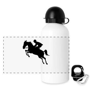 Reiter Springen - Panorama Trinkflasche mit Deckel 500 ml - Weiß - Vorne