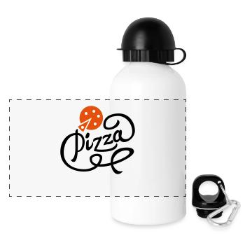 pizza - Panorama Trinkflasche mit Deckel 500 ml - Weiß - Vorne