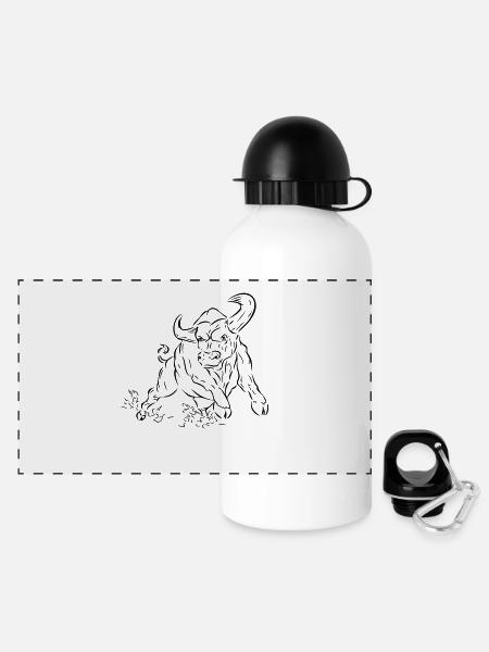 Stier - Panorama Trinkflasche mit Deckel 500 ml - Weiß