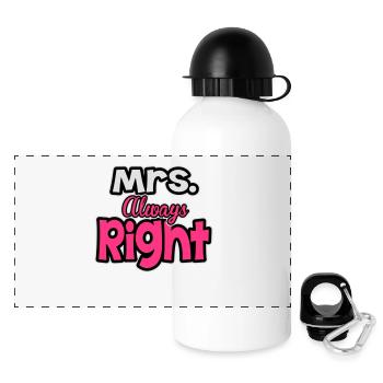 Mrs. always right - Panorama Trinkflasche mit Deckel 500 ml - Weiß - Vorne