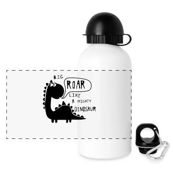 Big roar Dinosaurier - Panorama Trinkflasche mit Deckel 500 ml - Weiß - Vorne