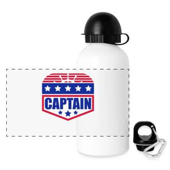 Captain Steuerrad Abzeichen Rang - Panorama Trinkflasche mit Deckel 500 ml - Weiß - Vorne