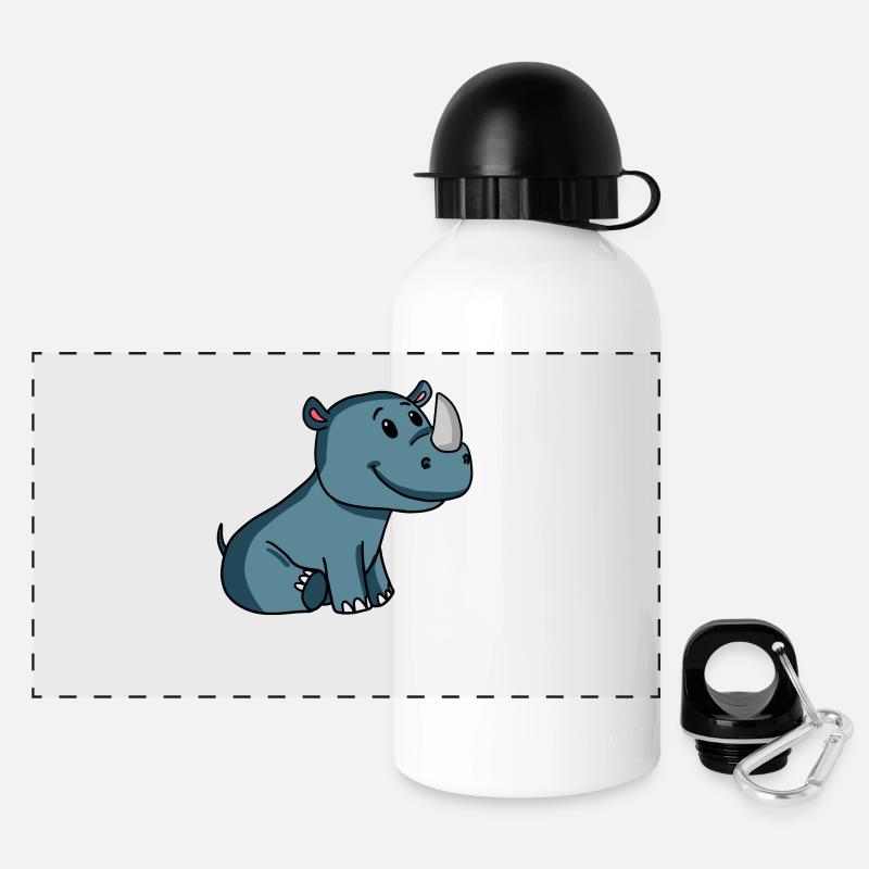 rhinocéros - Gourde panoramique avec couvercle 500 ml - blanc