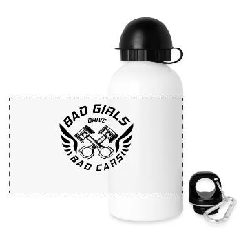 V8 Motor Engine US Car Muscle Car Hubraum 5 Liter - Panorama Trinkflasche mit Deckel 500 ml - Weiß - Vorne