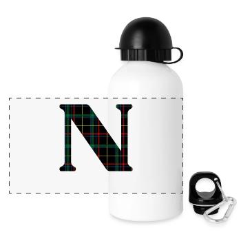 Monogram n Scottish tartan - Panoramic Thermal Bottle with Lid 500 ml - white - Front