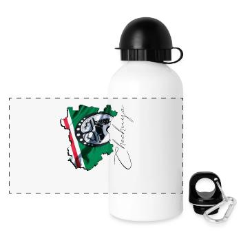 (RU) Tchétchénie : Drapeau sur sa propre carte EN - Gourde panoramique avec couvercle 500 ml - blanc - Devant