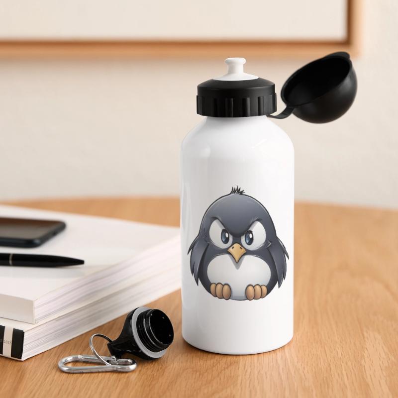 Grumpy Pinguin Panorama Trinkflasche mit Deckel 500 ml
