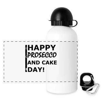 Happy Prosecco - Panorama Trinkflasche mit Deckel 500 ml - Weiß - Vorne