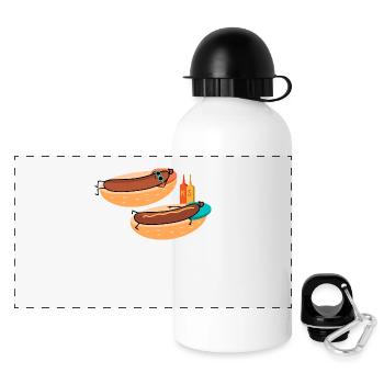 Heiße Würstchen - Panorama Trinkflasche mit Deckel 500 ml - Weiß - Vorne