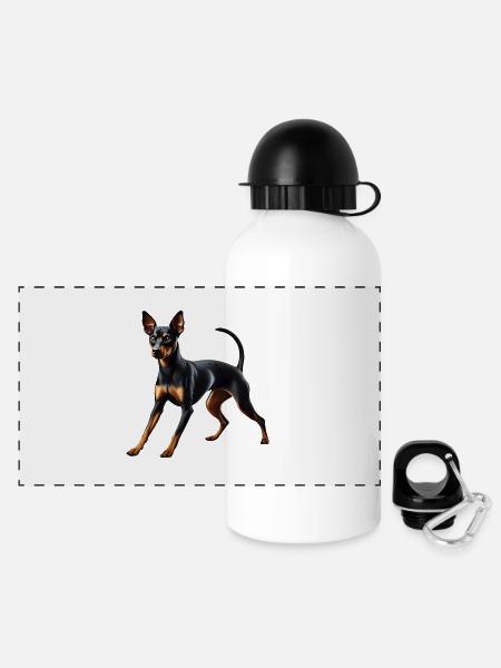 Dog Pinscher - Panoramic Thermal Bottle with Lid 500 ml - white