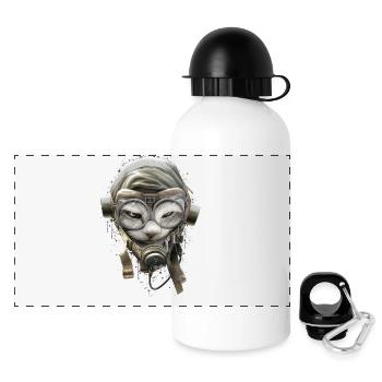 PILOTCAT (Spritzer) - Panorama Trinkflasche mit Deckel 500 ml - Weiß - Vorne
