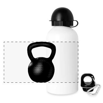 Kettlebell - Kugelhantel - Panorama Trinkflasche mit Deckel 500 ml - Weiß - Vorne