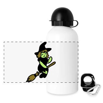 Chibi Hexe - Panorama Trinkflasche mit Deckel 500 ml - Weiß - Vorne