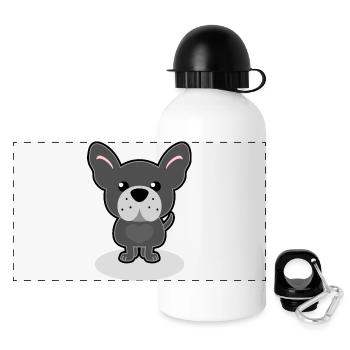 French Bulldog - Panoramic Thermal Bottle with Lid 500 ml - white - Front