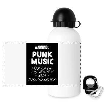 Punk Music May Cause Creativity and Individuality - Panoramic Thermal Bottle with Lid 500 ml - white - Front