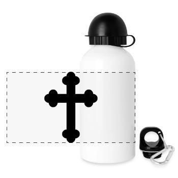 Kreuz - Panorama Trinkflasche mit Deckel 500 ml - Weiß - Vorne