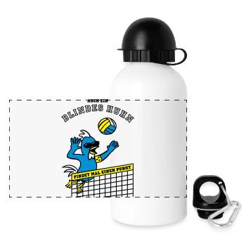 Blindes Huhn Volleyball - Panorama Trinkflasche mit Deckel 500 ml - Weiß - Vorne