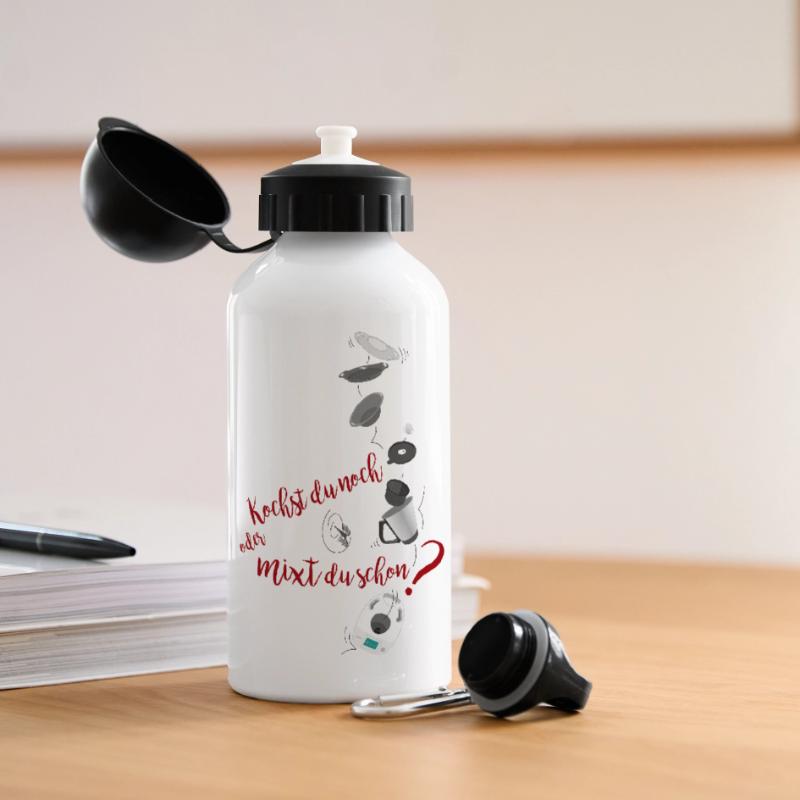 Kochst du noch oder mixt du schon? oder Kochen 2.0 Panorama Trinkflasche mit Deckel 500 ml