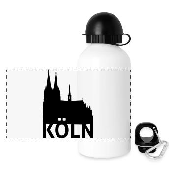 Kölner Dom - Panorama Trinkflasche mit Deckel 500 ml - Weiß - Vorne