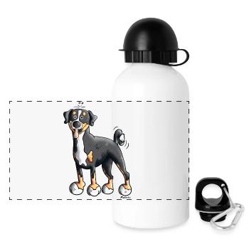 Flotter Appenzeller Sennenhund - Panorama Trinkflasche mit Deckel 500 ml - Weiß - Vorne