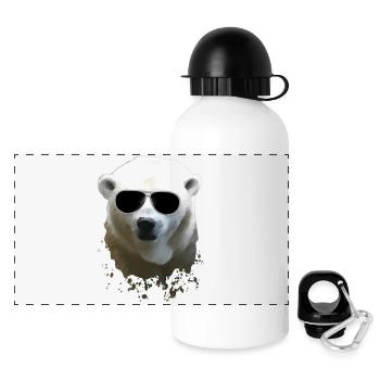 Polar Bear - Eisbär - Panorama Trinkflasche mit Deckel 500 ml - Weiß - Vorne