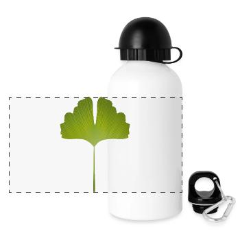 juicy green ginkgo leaf with bright lines - Panoramic Thermal Bottle with Lid 500 ml - white - Front