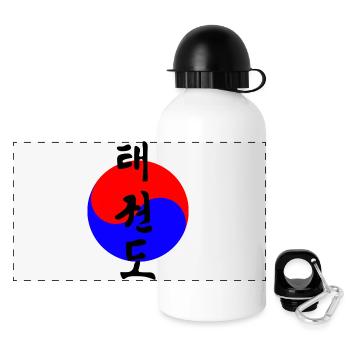 Taekwondo Koreanisch geschrieben in Kreis koreanische Flagge - Panorama Trinkflasche mit Deckel 500 ml - Weiß - Vorne