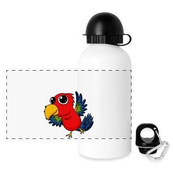 Papagei - Panorama Trinkflasche mit Deckel 500 ml - Weiß - Vorne