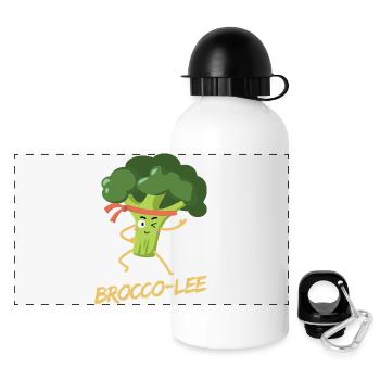 Brocco-Lee - gesunder Kampfsport - Panorama Trinkflasche mit Deckel 500 ml - Weiß - Vorne