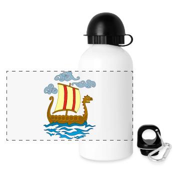 Drakkar viking rigolo - Gourde panoramique avec couvercle 500 ml - blanc - Devant