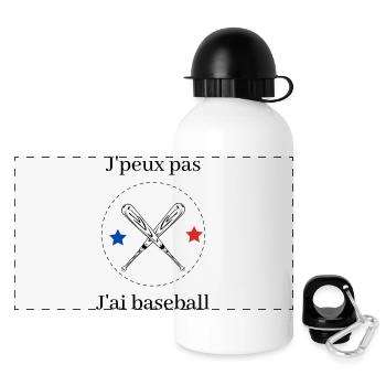 Je peux pas jai baseball - Gourde panoramique avec couvercle 500 ml - blanc - Devant