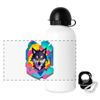 Wolf - Panorama Trinkflasche mit Deckel 500 ml - Weiß - Vorne