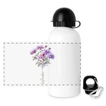 Bouquet de gâteau d’aster fleur de septembre - Gourde panoramique avec couvercle 500 ml - blanc - Devant