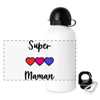 SUPER MAMA - Panorama Trinkflasche mit Deckel 500 ml - Weiß - Vorne