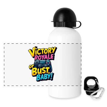 VICTORY ROYALE ODER PLEITE, BABY! - Panorama Trinkflasche mit Deckel 500 ml - Weiß - Vorne